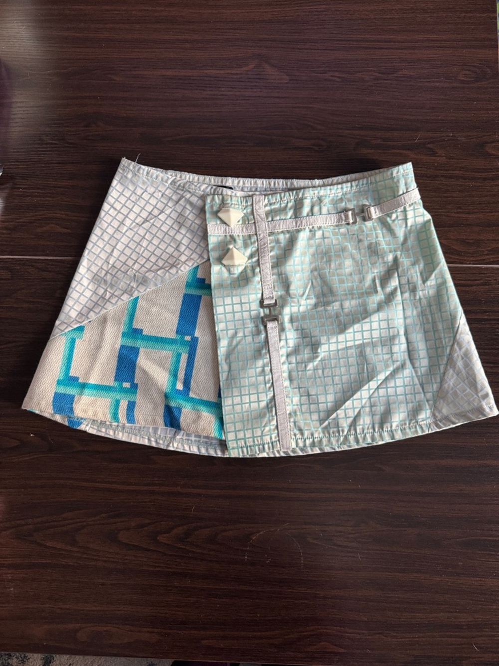 Custo Barcelona Light Blue & Teal Geometric Mini Skirt